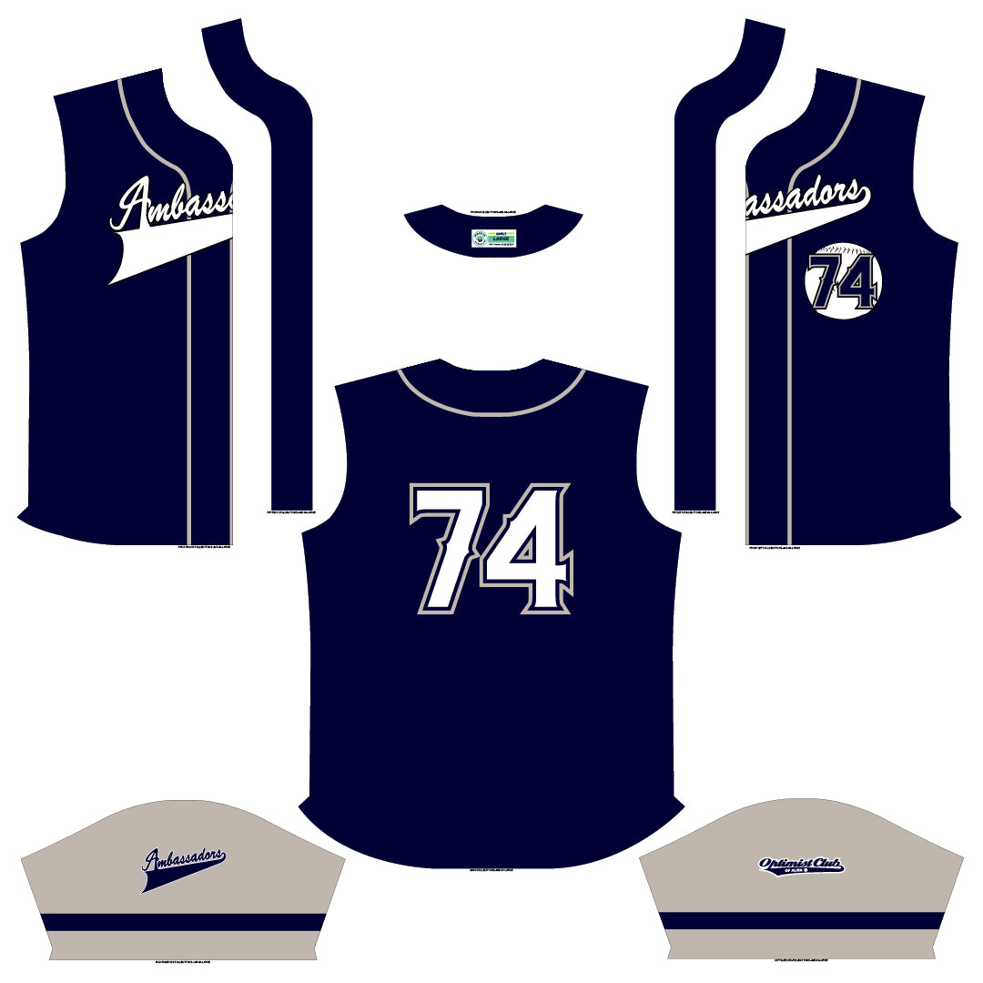 Sublimation custom baseball jersey process step two, a breakdown of the components of the jersey (panels), a print-ready version of the design.