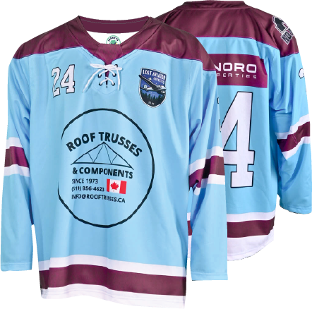 Sublimation custom hockey jersey process step three, completed sample jersey as a colour test.