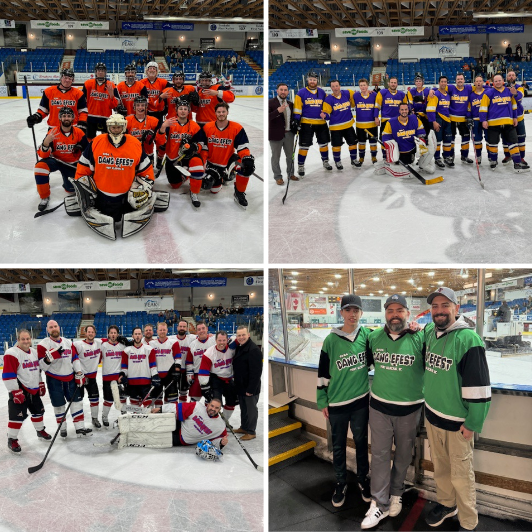 Review and customer photo of custom screen printed jerseys from JerseysMadeEasy from a customer in British Columbia who made a bulk purchase for several teams when running a hockey tournament