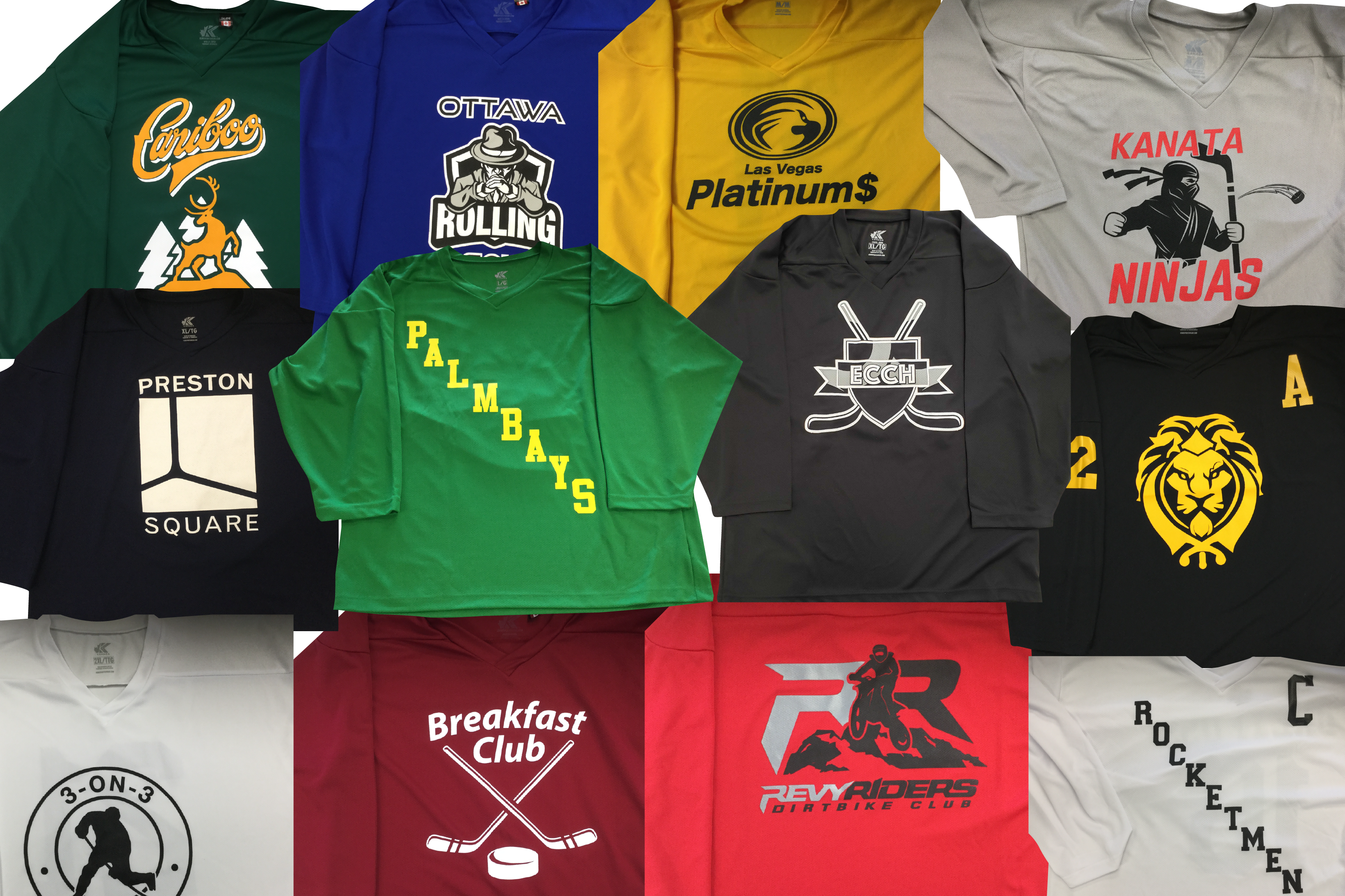 Sample Hockey Practice Jerseys with Custom Logos