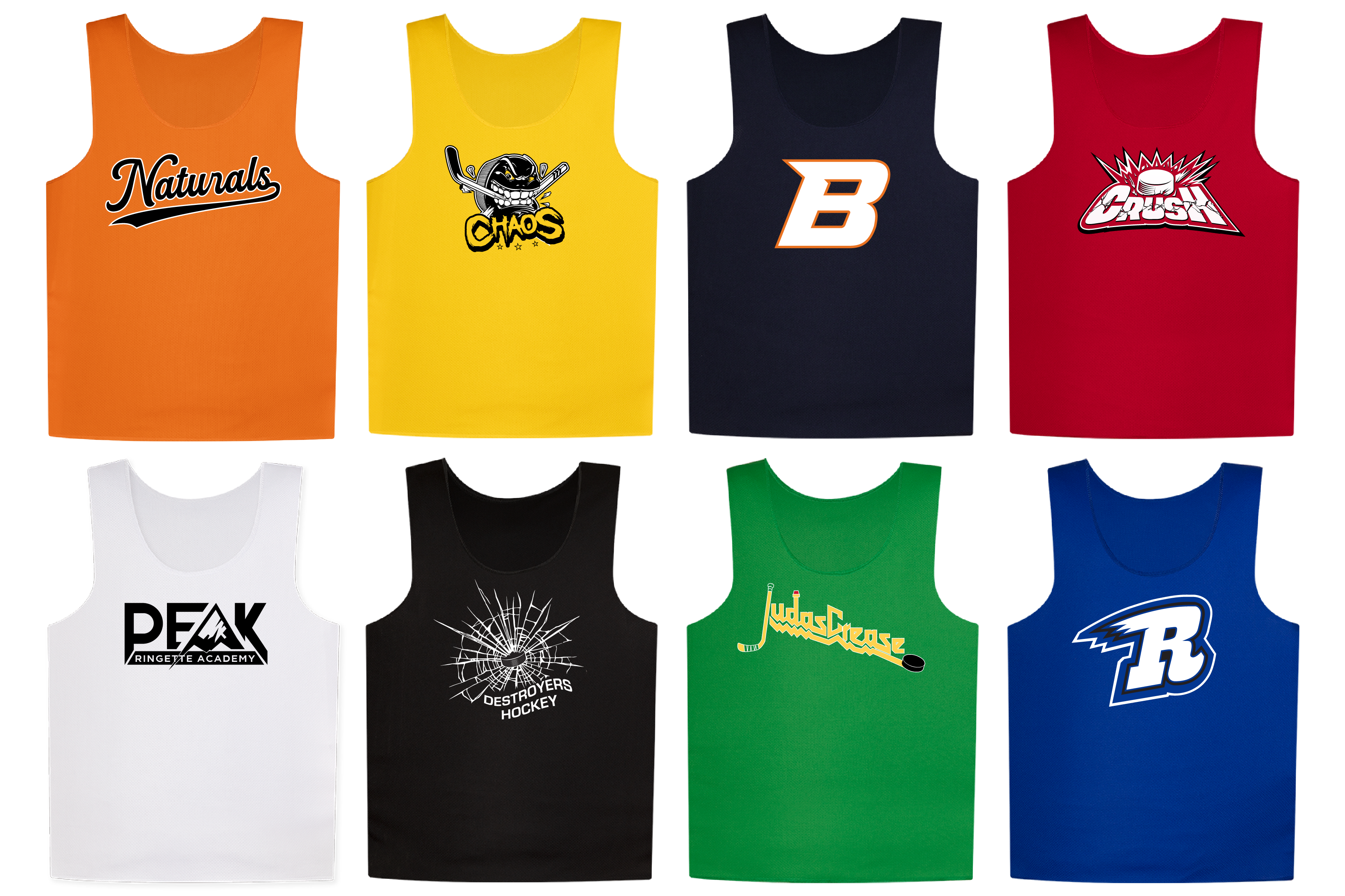 Sample Hockey Practice Pinnies with Custom Logos