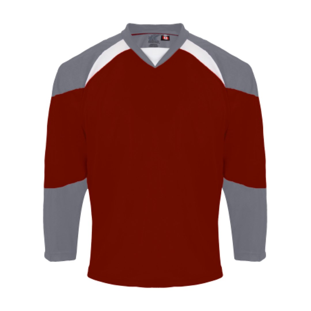 Kobe XJ5 House League Hockey Jersey: Maroon/Grey/White