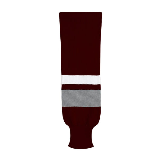 Kobe X9800 Knit Hockey Socks: Maroon/Grey/White