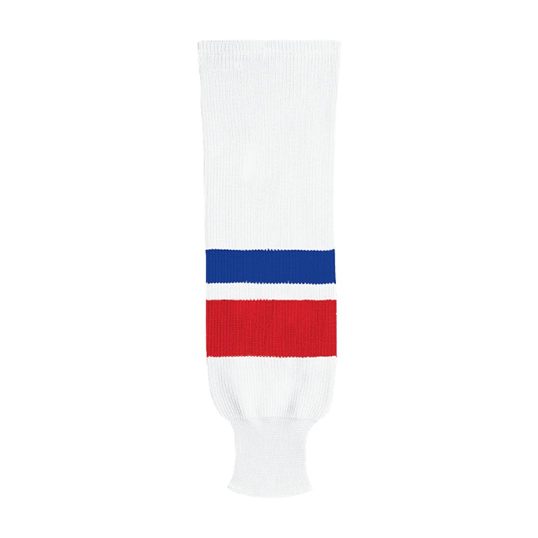 Kobe X9800 Knit Hockey Socks: White/Red/Royal