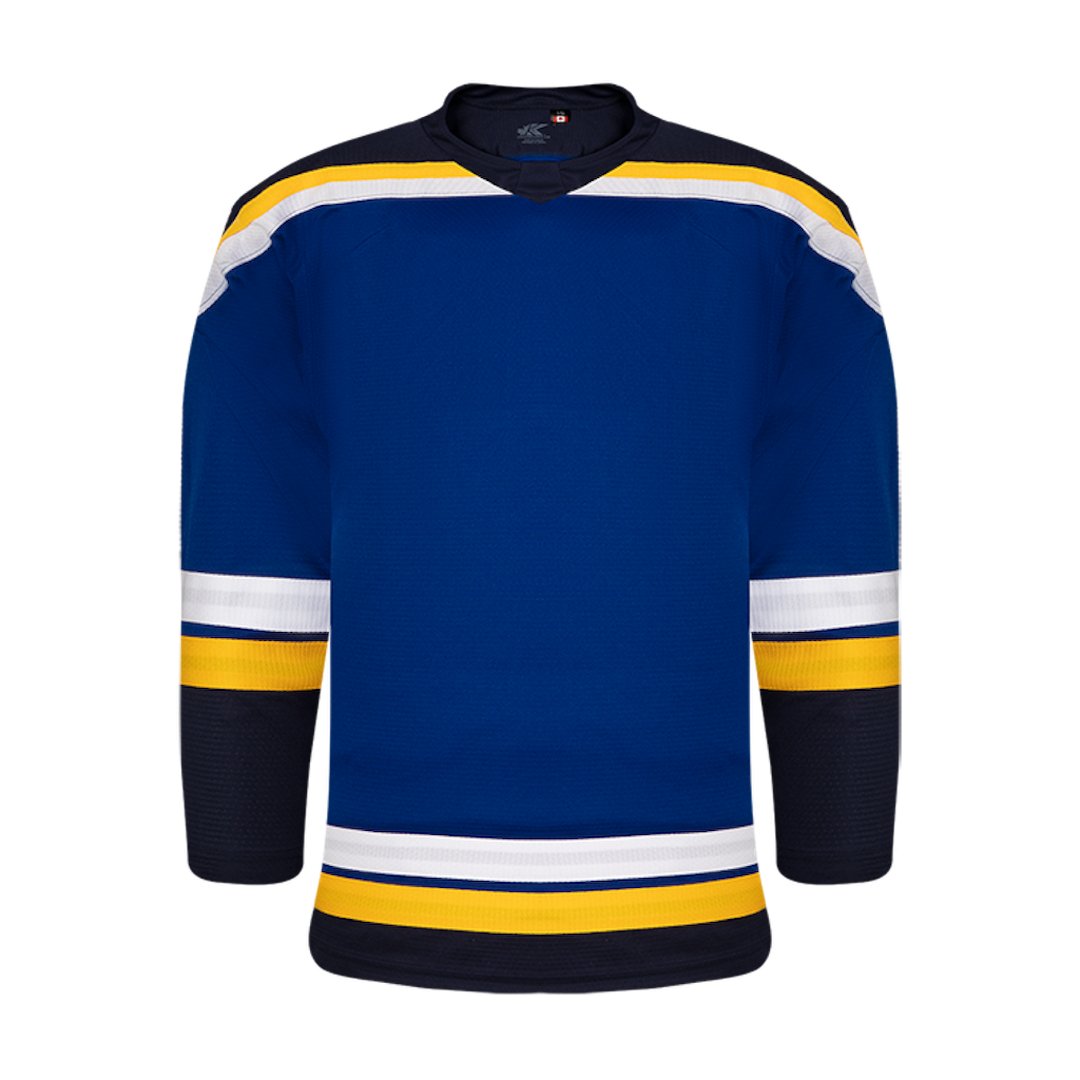 Blue and yellow hockey hot sale jersey