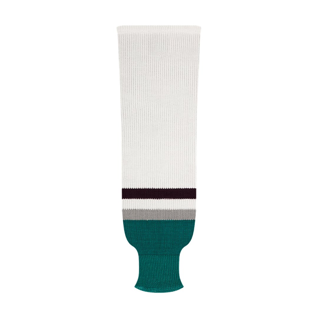 Kobe 9800 Pro Knit Hockey Socks: Anaheim Ducks Retro White