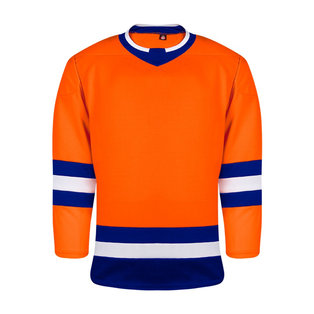 Blue and orange hockey jersey on sale