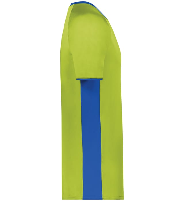 Blank Pullover V-Neck Baseball Jersey (Cutter+ SKU 6907) from Augusta Sportswear in Lime/Royal -  Right view