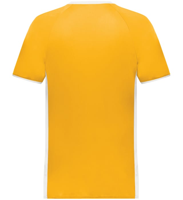 Blank Pullover V-Neck Baseball Jersey (Cutter+ SKU 6907) from Augusta Sportswear in Gold/White - Back view