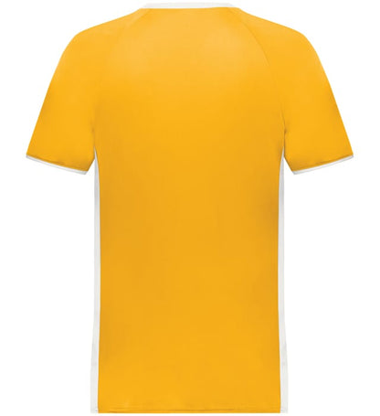 Blank Pullover V-Neck Baseball Jersey (Cutter+ SKU 6907) from Augusta Sportswear in Gold/White - Back view