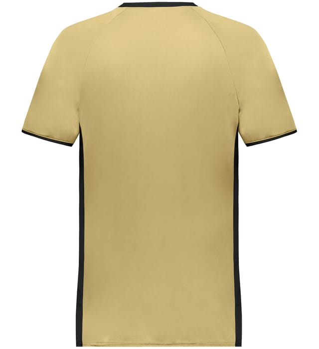 Blank Pullover V-Neck Baseball Jersey (Cutter+ SKU 6907) from Augusta Sportswear in Vegas Gold/Black -  Back view