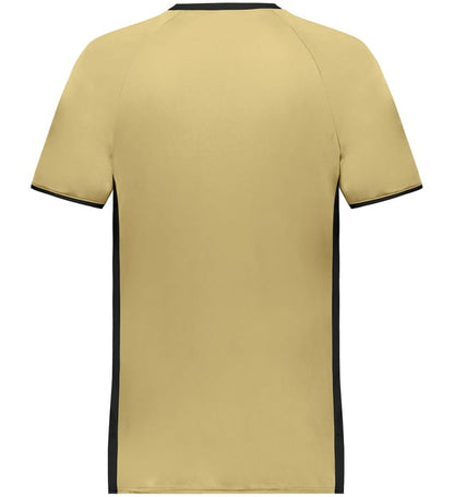 Blank Pullover V-Neck Baseball Jersey (Cutter+ SKU 6907) from Augusta Sportswear in Vegas Gold/Black -  Back view
