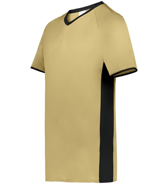 Blank Pullover V-Neck Baseball Jersey (Cutter+ SKU 6907) from Augusta Sportswear in Vegas Gold/Black -  Quarter view