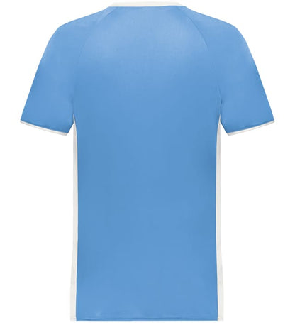 Blank Pullover V-Neck Baseball Jersey (Cutter+ SKU 6907) from Augusta Sportswear in Columbia Blue White - Back view