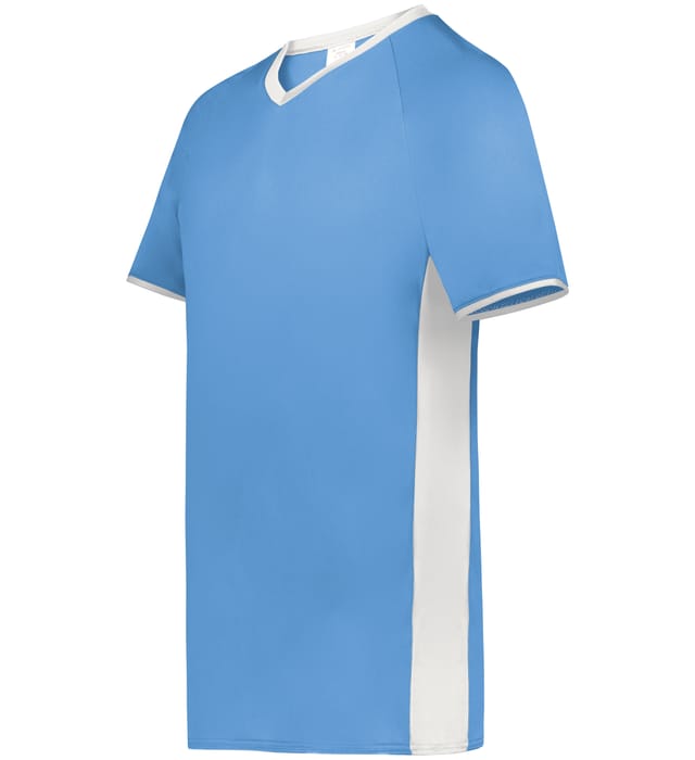 Blank Pullover V-Neck Baseball Jersey (Cutter+ SKU 6907) from Augusta Sportswear in Columbia Blue White - Quarter view