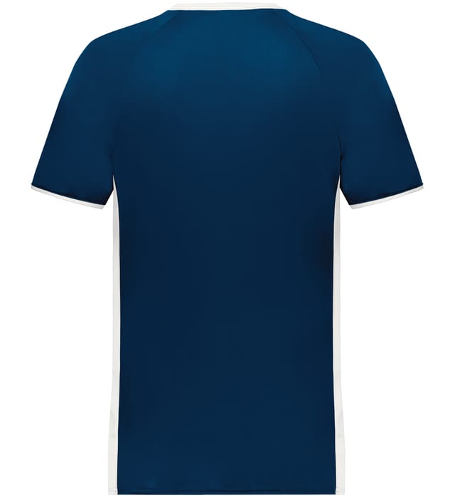 Blank Pullover V-Neck Baseball Jersey (Cutter+ SKU 6907) from Augusta Sportswear inNavy/White -  Back view