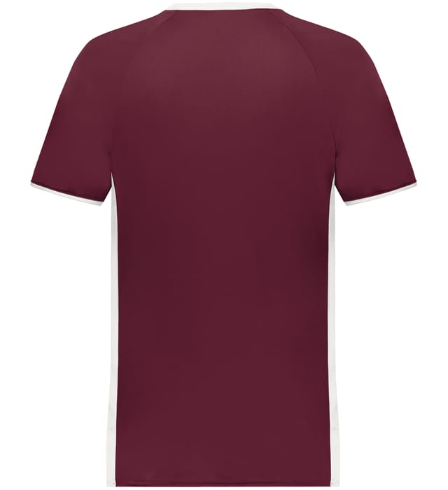 Blank Pullover V-Neck Baseball Jersey (Cutter+ SKU 6907) from Augusta Sportswear in Maroon/White - Back view