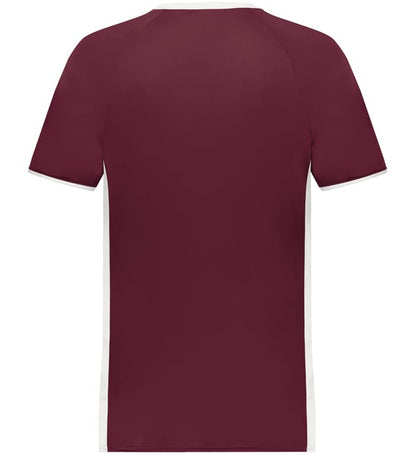 Blank Pullover V-Neck Baseball Jersey (Cutter+ SKU 6907) from Augusta Sportswear in Maroon/White - Back view