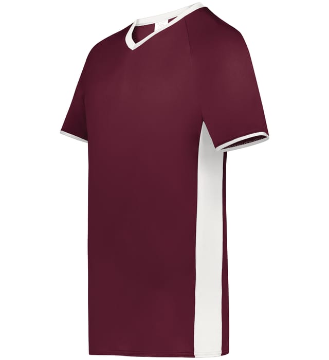 Blank Pullover V-Neck Baseball Jersey (Cutter+ SKU 6907) from Augusta Sportswear in Maroon/White - Quarter view