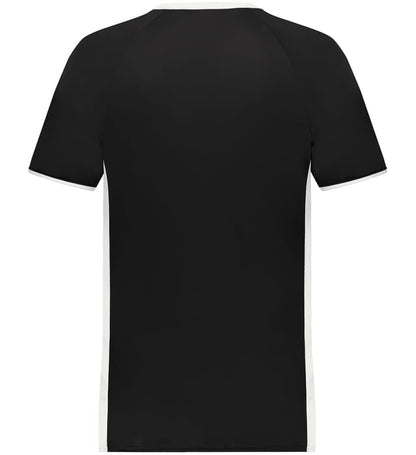 Blank Pullover V-Neck Baseball Jersey (Cutter+ SKU 6907) from Augusta Sportswear in Black Scarlet -  Back view