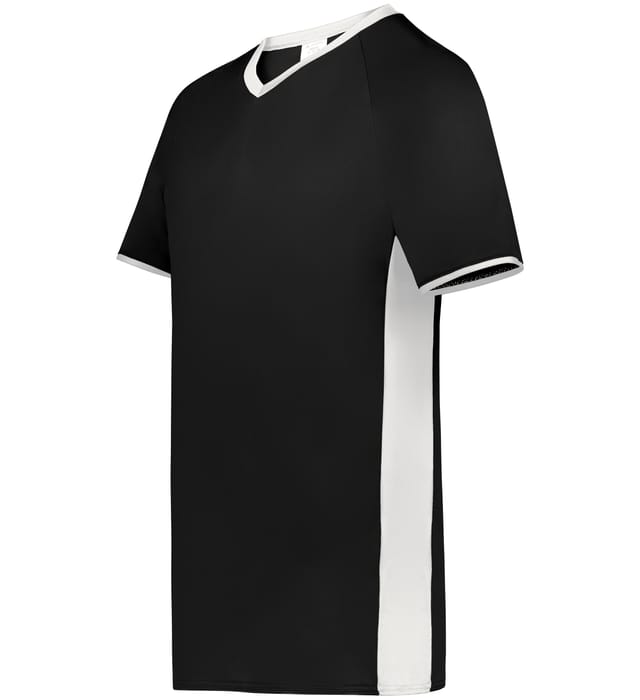 Blank Pullover V-Neck Baseball Jersey (Cutter+ SKU 6907) from Augusta Sportswear in Black White - Quarter view