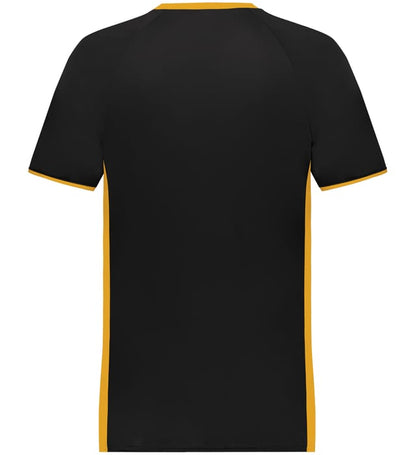 Blank Pullover V-Neck Baseball Jersey (Cutter+ SKU 6907) from Augusta Sportswear in Black Gold -  Back view
