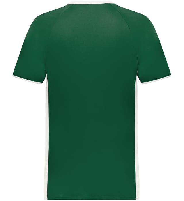Blank Pullover V-Neck Baseball Jersey (Cutter+ SKU 6907) from Augusta Sportswear in Dark Green/White -  Back view