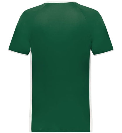 Blank Pullover V-Neck Baseball Jersey (Cutter+ SKU 6907) from Augusta Sportswear in Dark Green/White -  Back view