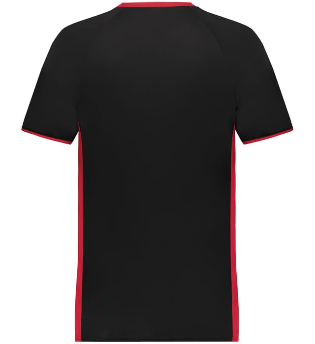 Blank Pullover V-Neck Baseball Jersey (Cutter+ SKU 6907) from Augusta Sportswear in Black Scarlet -  Back view