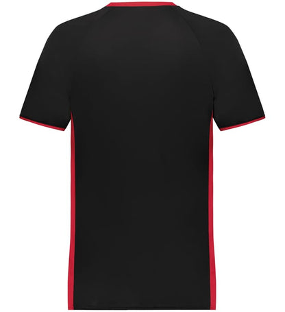 Blank Pullover V-Neck Baseball Jersey (Cutter+ SKU 6907) from Augusta Sportswear in Black Scarlet -  Back view
