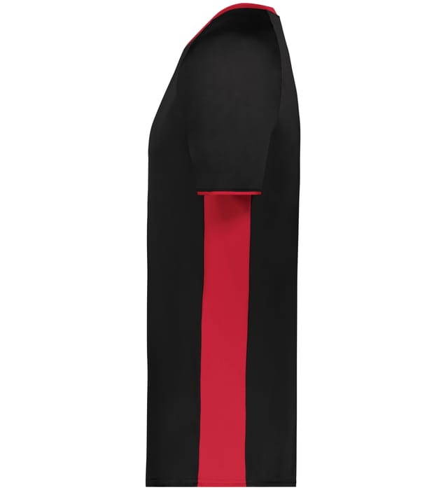 Blank Pullover V-Neck Baseball Jersey (Cutter+ SKU 6907) from Augusta Sportswear in Black Scarlet -  Left view
