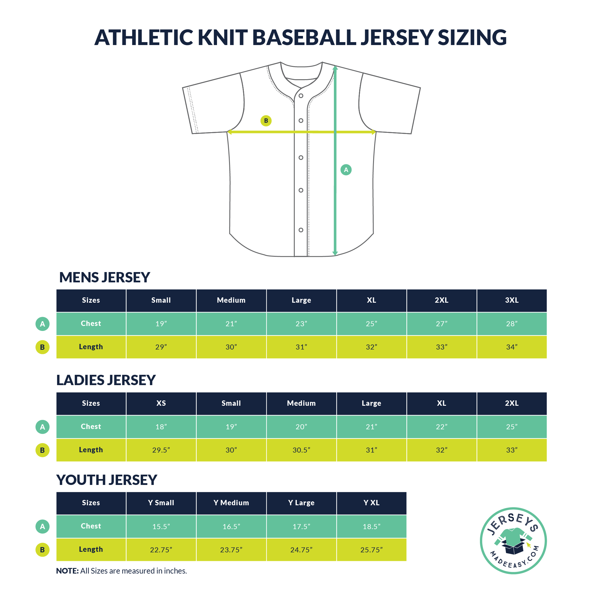 Baseball Jersey Sizing