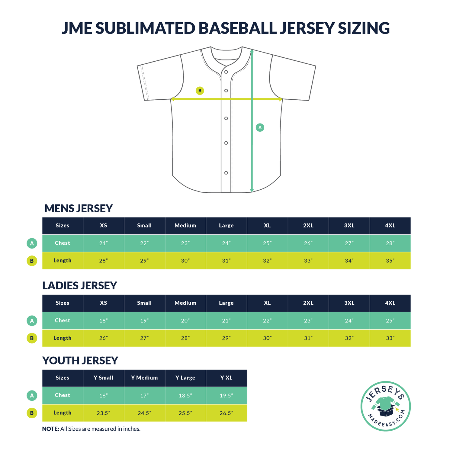 Baseball Jersey Sizing