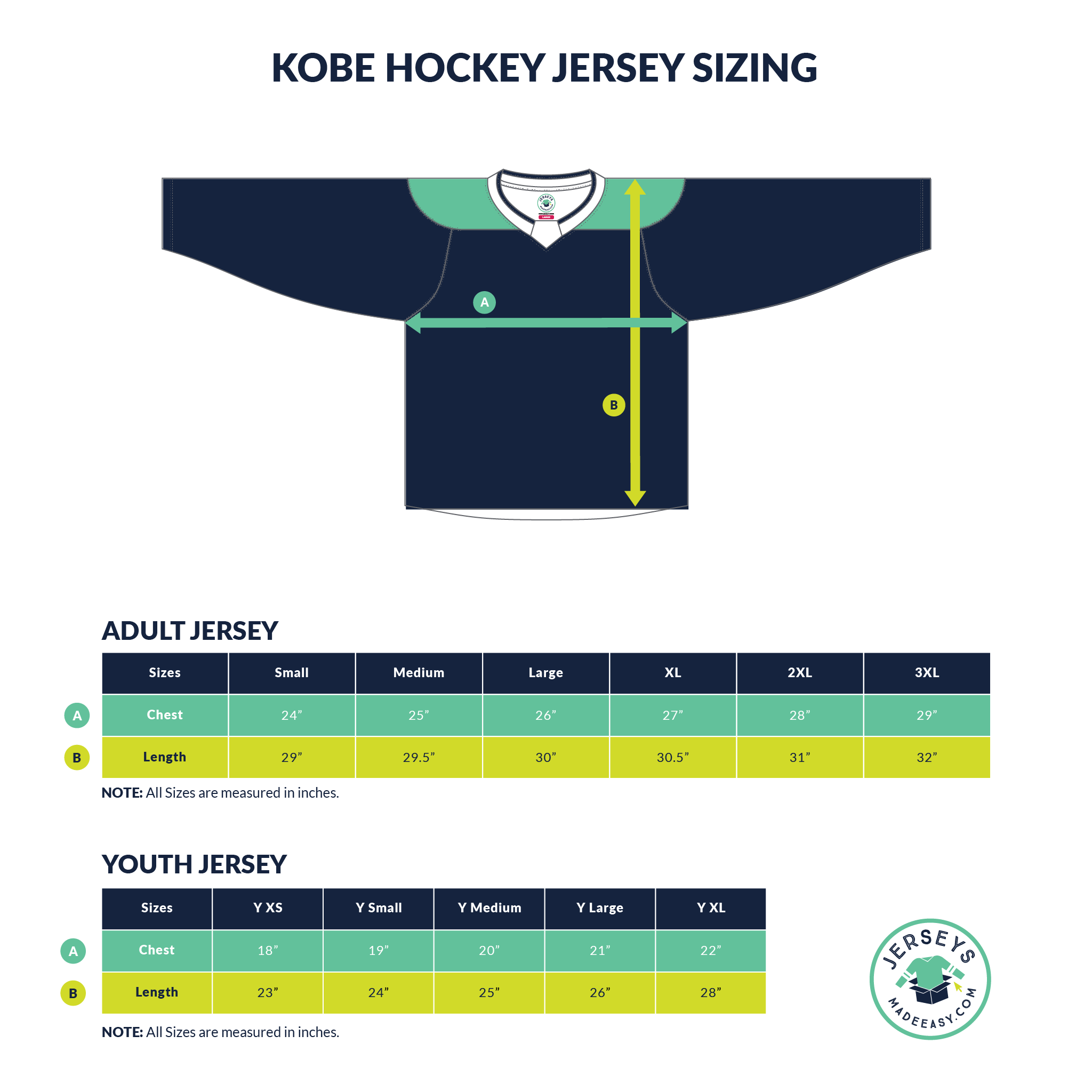 Hockey Jersey Sizing Chart