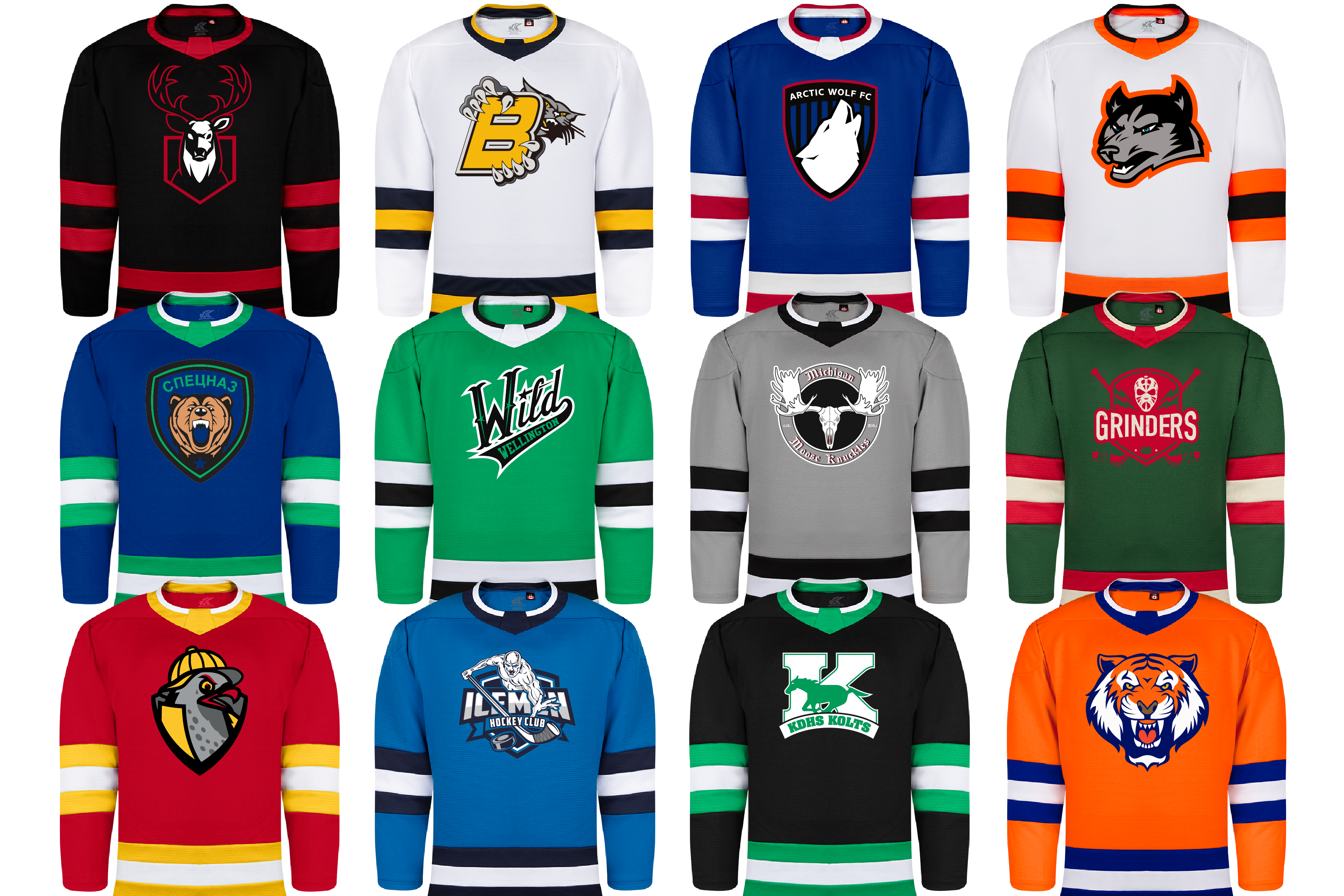 Sample K3GL Hockey Jerseys with Custom Logos