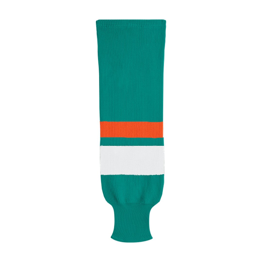 Kobe X9800 Knit Hockey Socks: Teal/White/Bright Orange