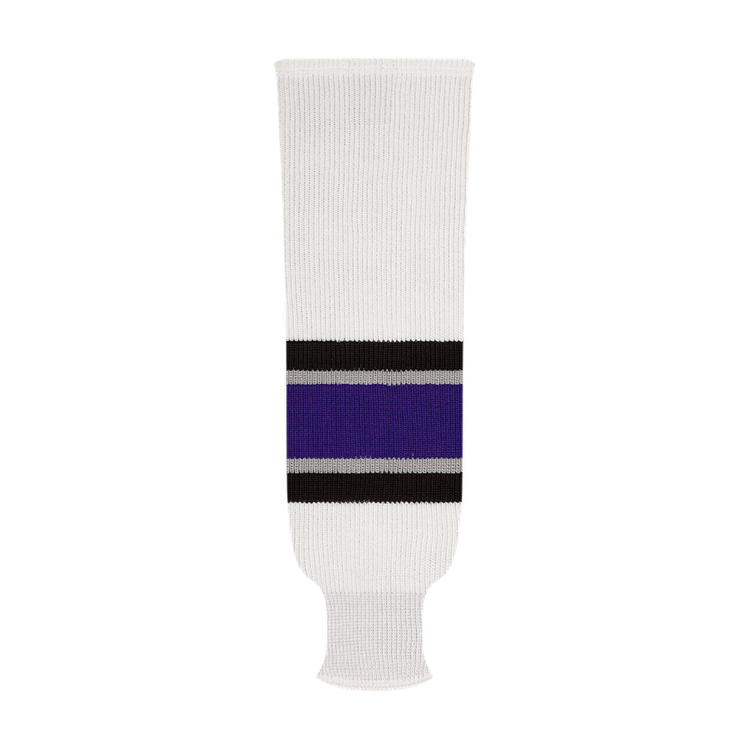 Kobe 9800 Pro Knit Hockey Socks: Los Angeles Kings White and Purple