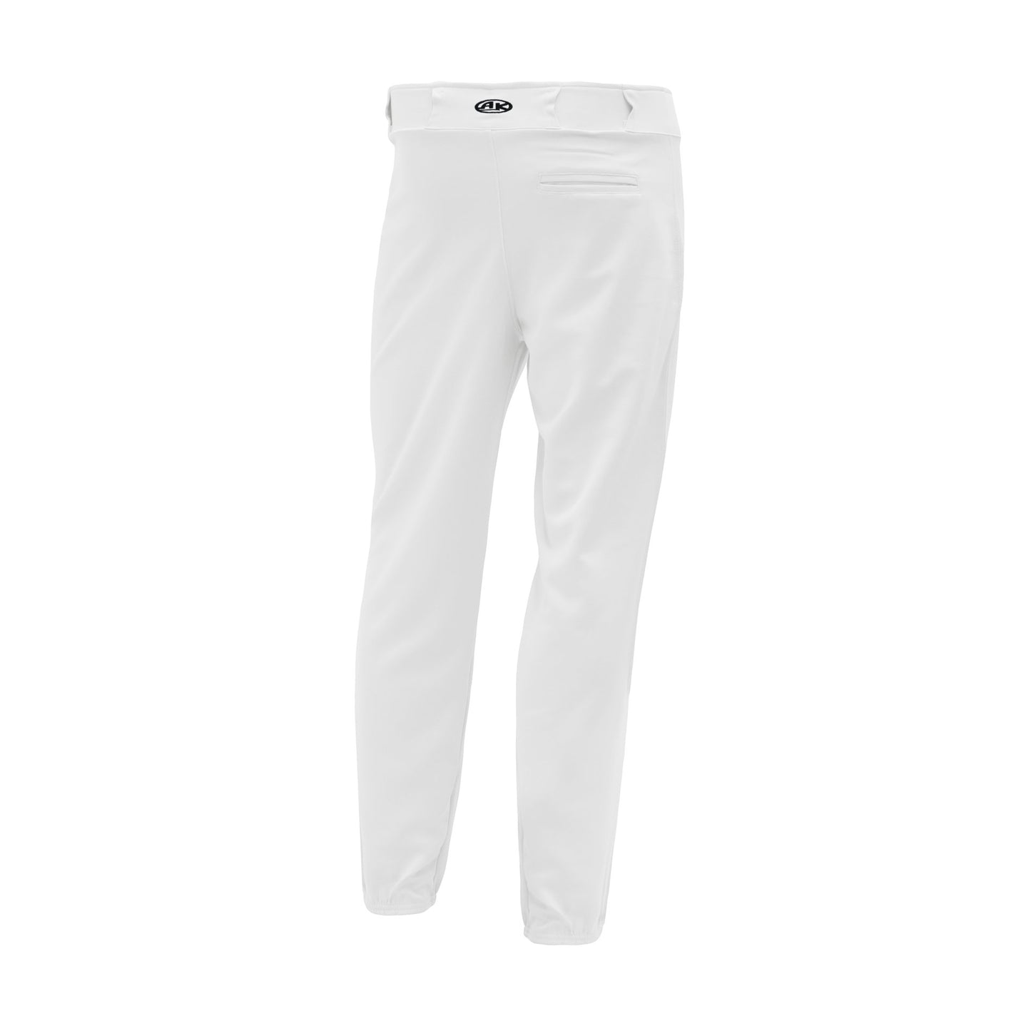 Premium Baseball Pants, Elastic Bottom, White, ba1380-000, back