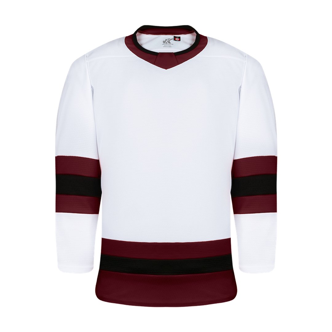 Premium League Hockey Jersey: White/Maroon/Black
